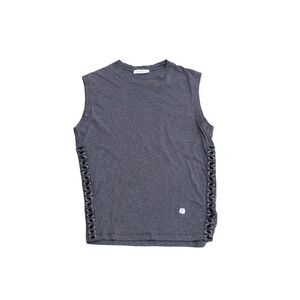 Versace Collection Men's Sleeveless Cotton Top with Lace-Up Sides - Size M